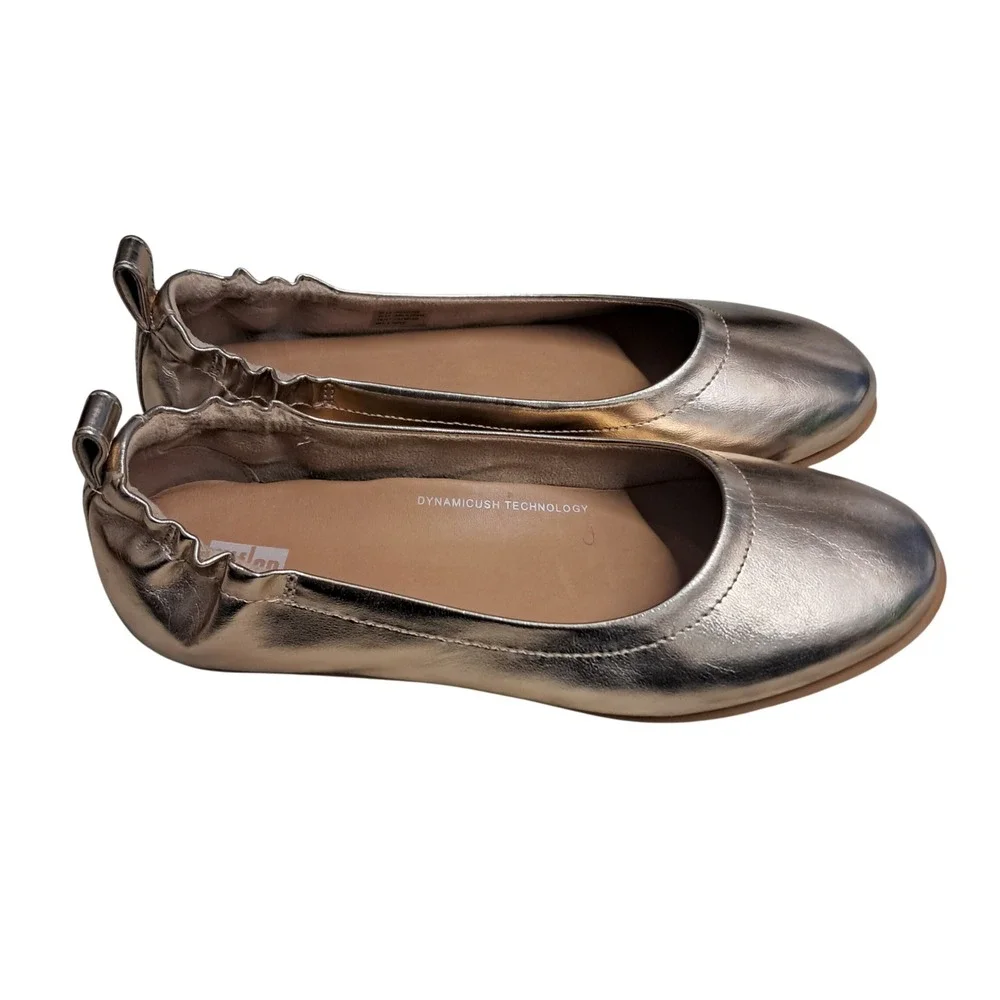 FitFlop Allegro Ballet Flats Womens 6.5 Rose Gold Metallic Leather Slip On
